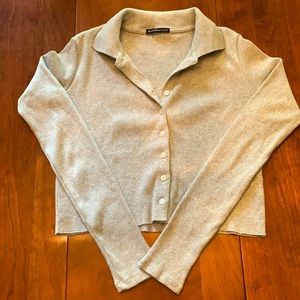 Brandy Melville Heather Gray Cropped Polo